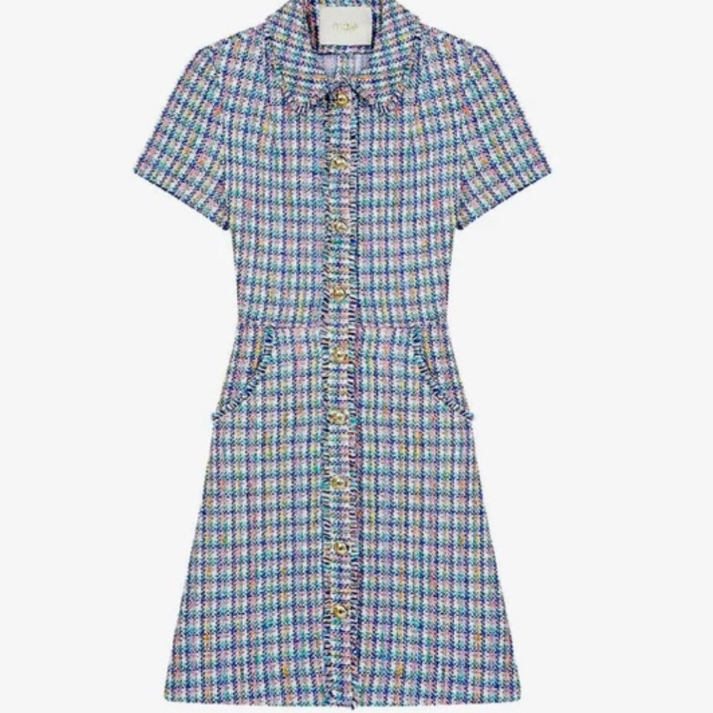 NWT Maje Renizam Metallic Multicolor with Embossed Buttons